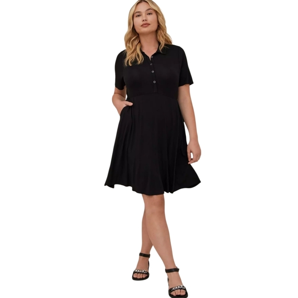 Torrid Black Ribbed Short Sleeved Dress Size‎ 2